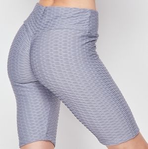 Textured High Waist Butt Lifting Biker Shorts